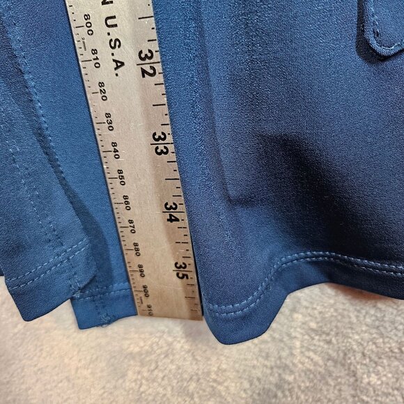 Susan Graver liquid knit Womens L blue Open Front Cardigan Pockets career flowy - Picture 3 of 12